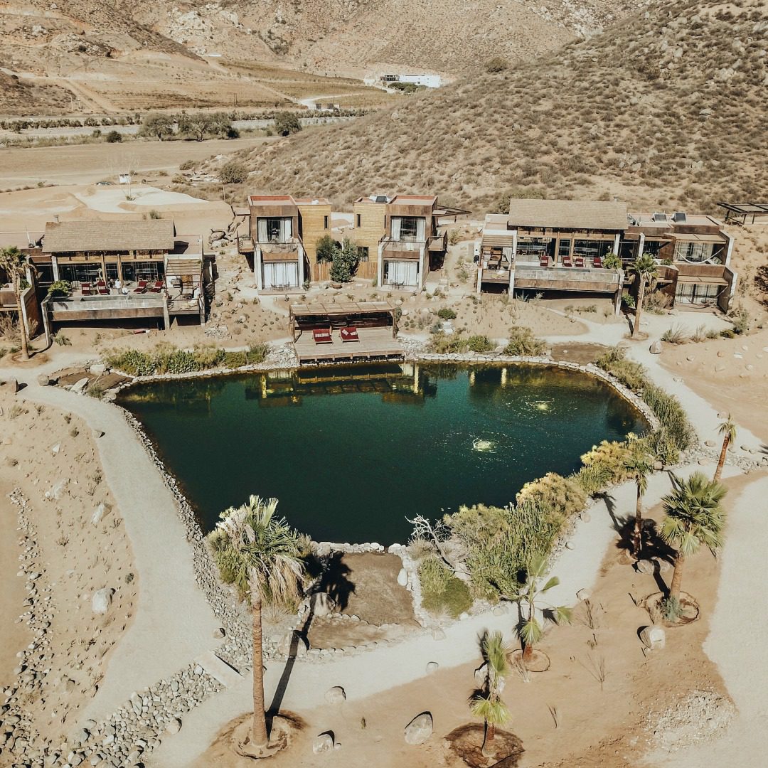 A view of an aerial photo of a resort.